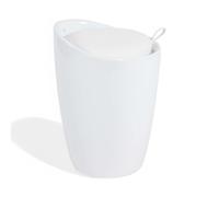 Sgabello pouf in abs con cuscino ecopelle bianco 36x36xH50 cm