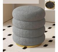 Sgabello Pouf Rotondo Sherpa Ottoman Storage - Morbida Seduta per Trucco per Soggiorno O Camera da Letto - Accogliente Poggiapiedi con Contenitore+(Color:Sherpa Grigio)