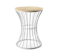 Sgabello Pouf Sedia CASA GIARDINO Poggiapiedi Metallo SEDUTA Legno Sedie Bianco