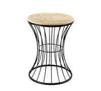 Sgabello Pouf Sedia Metallo NERO CASA GIARDINO Poggiapiedi SEDUTA Legno 40 cm