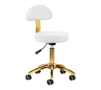 Sgabello Professionale 304G con Schienale per Centro Estetico Manicure Bianco