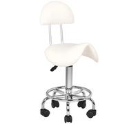 Sgabello Professionale 6001 con Schienale per Centro Estetico Manicure Bianco