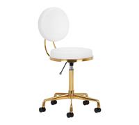 Sgabello Professionale POL-H5 con Schienale per Centro Estetico Manicure Bianco