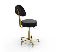 Sgabello Professionale Regolabile con Schienale - Colore Nero o Bianco con Base Oro - WOODY - BlackFriday