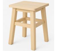 Sgabello quadrato in pino in legno massello. Dimensioni: 26 x 26 x 35 cm. Molto resistente. In legno grezzo, può essere dipinto.