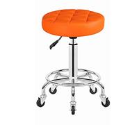 Sgabello regolabile al rolling shop con ruote girevoli per tatuaggi spa per la redazione del salone di manicure e fotografia comoda sedile in pelle publose arancione design vigoroso innovate