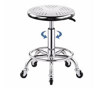 Sgabello regolabile in altezza con ruote, resistente, in acciaio inox 304, sedia da lavoro per garage, meccanico, portante di carico 480 Ibs