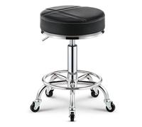 Sgabello regolabile resistente con ruote e pedale, sedia rotonda per spa, saloni, massaggi, cucina, ufficio, negozio, sedia (nero)