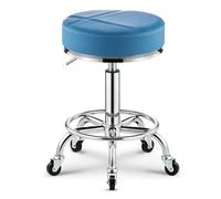 Sgabello regolabile resistente con ruote e pedale, sedia rotonda per spa, saloni, massaggi, cucina, ufficio, negozio, sedia (blu)