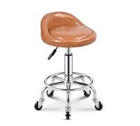 Sgabello resistente con supporto posteriore, regolabile in altezza, con ruote, resistente, per salone di bellezza, scrivania, manicure, casa, cucina (arancione)