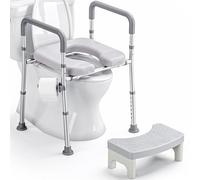 Sgabello rialzato per WC LITTNEO con Maniglie - Altezza e Larghezza Regolabili - Elevatore per Water con Pedana per Anziani, Donne in Gravidanza e Persone con Disabilità