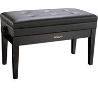 Sgabello Roland a due posti per pianoforte, con finitura ebano lucido, rivestimento vinilico della seduta - RPB-D400PE