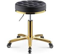 Sgabello Rotolante Resistente con Ruote Sgabello Girevole Regolabile, Sgabello da Lavoro for Salone Imbottito in Pelle PU, Negozio for Ufficio Spa Tattoo Massage Sedia da Disegno Girevole Medica(Noir)