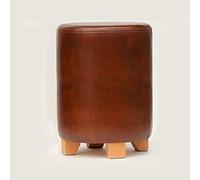 Sgabello rotondo con gambe in legno, sgabello versatile per soggiorno, camera da letto o toletta, elegante marrone, 29 x 29 x 35 cm