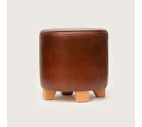 Sgabello rotondo con gambe in legno, sgabello versatile per soggiorno, camera da letto o toletta, elegante marrone, 29 x 29 x 35 cm