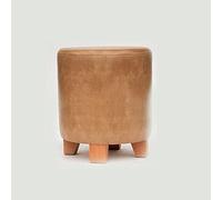 Sgabello rotondo con gambe in legno, sgabello versatile per soggiorno, camera da letto o toletta, elegante marrone, 29 x 29 x 35 cm