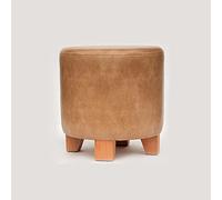 Sgabello rotondo con gambe in legno, sgabello versatile per soggiorno, camera da letto o toletta, elegante marrone, 29 x 29 x 35 cm