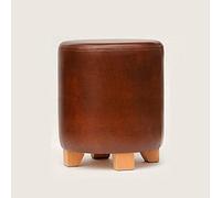 Sgabello rotondo con gambe in legno, sgabello versatile per soggiorno, camera da letto o toletta, elegante marrone, 29 x 29 x 35 cm