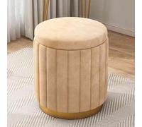 Sgabello rotondo con ottomano portaoggetti, poggiapiedi imbottito rosa con base placcata in oro, per soggiorno, camera da letto, studio, contenitore per cambio scarpe da ingresso, ottomano per