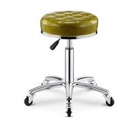 Sgabello rotondo con rotelle, regolabile in altezza, con cuscino ultra spesso, capacità di 181,4 kg, per salone, bar, ufficio, tatuaggi, massaggi