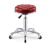 Sgabello rotondo con rotelle, regolabile in altezza, con cuscino ultra spesso, capacità di 181,4 kg, per salone, bar, ufficio, tatuaggi, massaggi