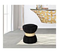 Sgabello rotondo imbottito in velluto sintetico, FLOWER BLACK dimensioni Ø 40x44 cm peso 4,7 kg, forma di clessidra nero nero