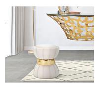 Sgabello rotondo imbottito in velluto sintetico, FLOWER CREM dimensioni Ø 40x44 cm peso 4,7 kg, forma di clessidra crema crema