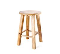 Sgabello rotondo in legno massello, altezza 50 cm, in rovere naturale, con tappetino antiscivolo, ideale per ristoranti, famiglie e karaoke