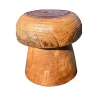 Sgabello rotondo in legno massello, panca in ceppo di tronco intagliato con radici, seduta in legno naturale per casa, giardino o patio, mobili rustici 38 x 32 x 36 cm