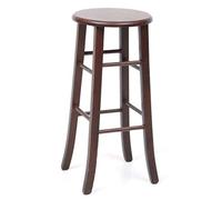 Sgabello Rotondo in Legno massello per Pub ristoranti pizzerie (Noce, Altezza 70 cm)