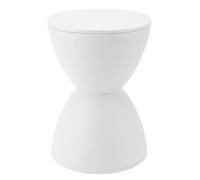 Sgabello rotondo in plastica bianca moderno da giardino, versatile tavolo d'accento e supporto per piante per casa, bagno, patio, mobili per interni ed esterni.