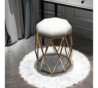 Sgabello rotondo in velluto leggero con gambe in metallo e cuscinetto antiscivolo, perfetto per camera da letto, soggiorno, camerino e negozio di bellezza, beige