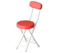 Sgabello rotondo pieghevole con seduta imbottita in PU sedia per la colazione per scrivania da ufficio Vanity cucina elegante colore rosso design salvaspazio soluzione confortevole