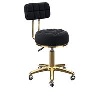 Sgabello rotondo regolabile con schienale, sedia da salone regolabile in altezza, sgabello girevole in pelle in titanio dorato, base a 5 rebbi con ruote a globo per spa e salone.