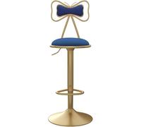 Sgabello Rotondo Regolabile Sedia da Bar per La Casa Rotazione A 360° Bancone Alto con Tappetini in Velluto Schienale E Poggiapiedi Ergonomici, Regolabili 60-80 Cm, Deep Blue