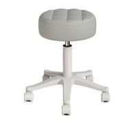 Sgabello rotondo resistente in pelle PU, regolabile in altezza, girevole a 360°, con ruote, sedia per ufficio, casa, disegno, lavoro, studio, negozio, spa, salone (grigio chiaro)