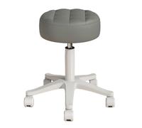 Sgabello rotondo resistente in pelle PU, regolabile in altezza, girevole a 360°, con ruote, sedia per ufficio, casa, disegno, lavoro, studio, negozio, spa, salone (grigio scuro)