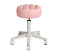 Sgabello rotondo resistente in pelle PU, regolabile in altezza, girevole a 360°, con ruote, sedia per ufficio, casa, disegno, lavoro, studio, negozio, spa, salone (rosa)