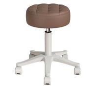 Sgabello rotondo resistente in pelle PU, regolabile in altezza, girevole a 360°, con ruote, sedia per ufficio, casa, disegno, lavoro, studio, negozio, spa, salone (marrone)