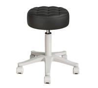 Sgabello rotondo resistente in pelle PU, regolabile in altezza, girevole a 360°, con ruote, sedia per ufficio, casa, disegno, lavoro, studio, negozio, spa, salone (nero)