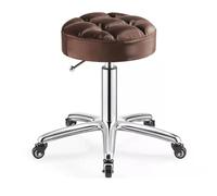 Sgabello rotondo resistente in pelle PU, seduta regolabile in altezza, con ruote, per spa, massaggi e manicure, seduta più grande (marrone)