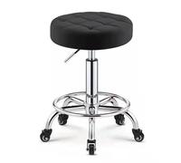Sgabello rotondo resistente in pelle PU, seduta regolabile in altezza, con ruote, per spa, massaggi e manicure, seduta più grande, colore nero