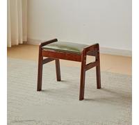 Sgabello rustico in legno massello, poggiapiedi multifunzionale con seduta imbottita, design a forma di A, per camera da letto, soggiorno, balcone, corridoio, studio (rovere piccolo, struttura verde