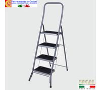 Sgabello Scala Antiscivolo in Acciaio 2 3 4 Gradini Larghi Salvaspazio SUPER F