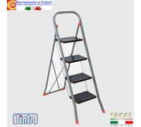 Sgabello Scala Antiscivolo in Acciaio 2 3 4 Gradini Larghi Salvaspazio TINTO