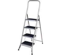 Sgabello Scaletta Pieghevole Facal 4 Gradini Antiscivolo Acciaio Nero