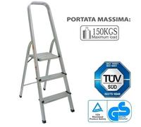 Sgabello/Scaletto/Scala pieghevole 3 gradini in alluminio