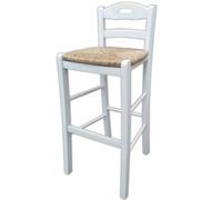 Sgabello sedia snack in legno seduta in paglia colore bianco h80 bar casa pub