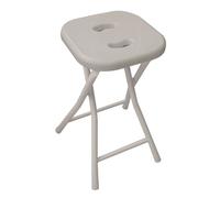 Gedy Sgabello bagno richiudibile, Misure e peso: 46,5X26X28 CM & 1,156 KG, Sgabello richiudibile in metallo e resine, Finitura tortora chiaro, Design R&S, 2 anni di garanzia