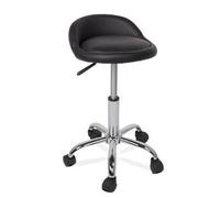 Sgabello ufficio in ecopelle nero con schienale ruote sgabelli similpelle